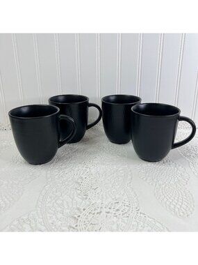 Red Vanilla Black Rice 12 Oz Coffee Mugs Set Of 4 Stoneware Matte Finish HN600